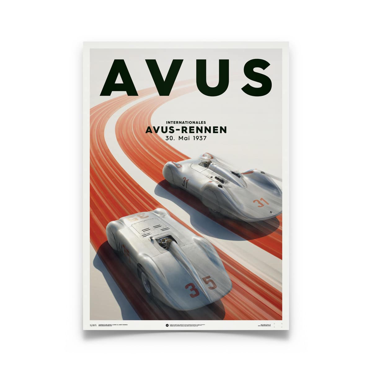 Silver Avus – Mercedes Benz & Auto Union – 1937 | Automobilist | Limited Edition poster