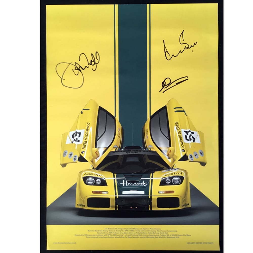 Harrods McLaren F1GTR - 1995 - Le Mans | signed Derek Bell & Andy Wallace | poster