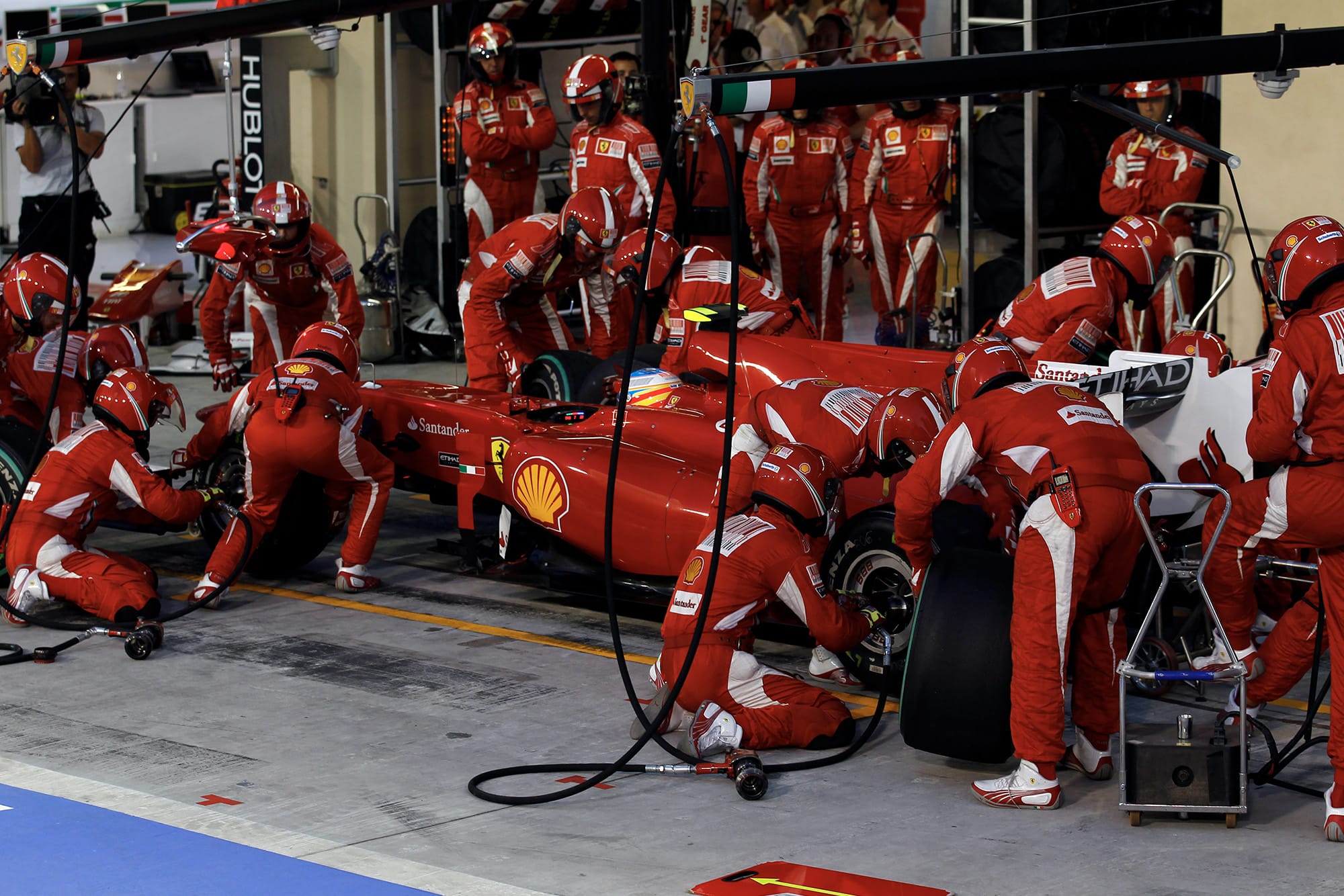 Fernando Alonso pits during the 2010 Abu Dhabi Grand Prix