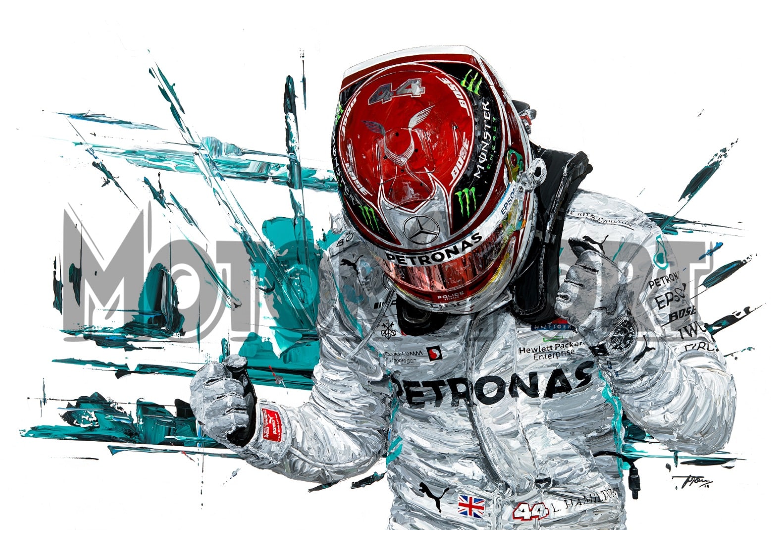 Lewis Hamilton | Mercedes | 2019 | David Johnson | Limited Edition print | Formula Art |