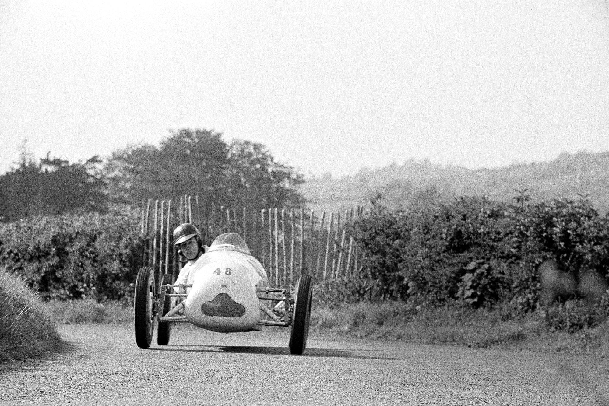 Stirling Moss at the Prescott Hillclimb in 1948