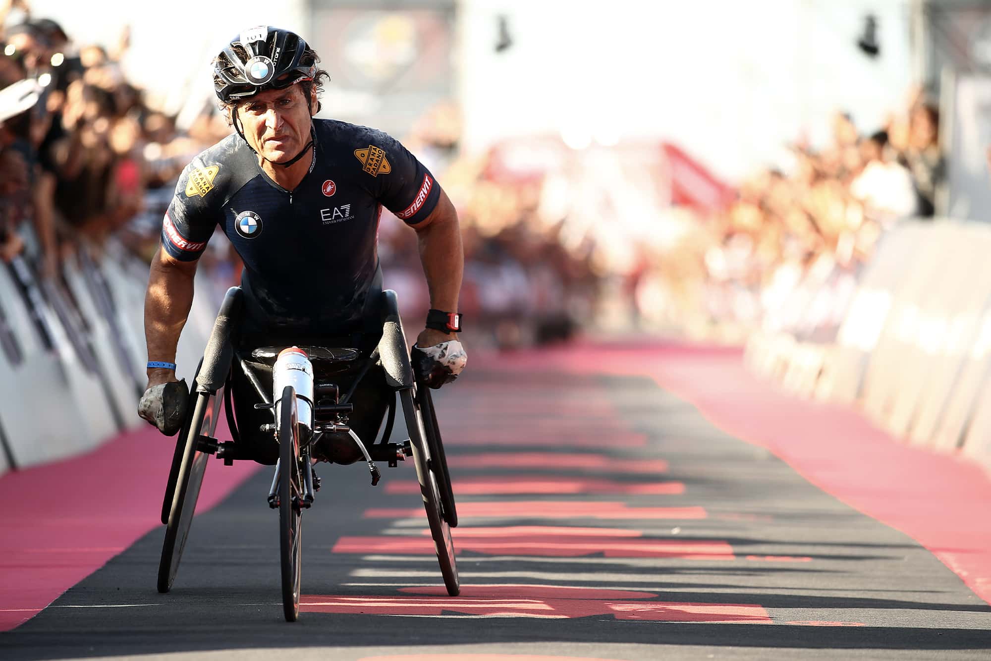 Alex Zanardi competing in an Italian Ironman event in 2019