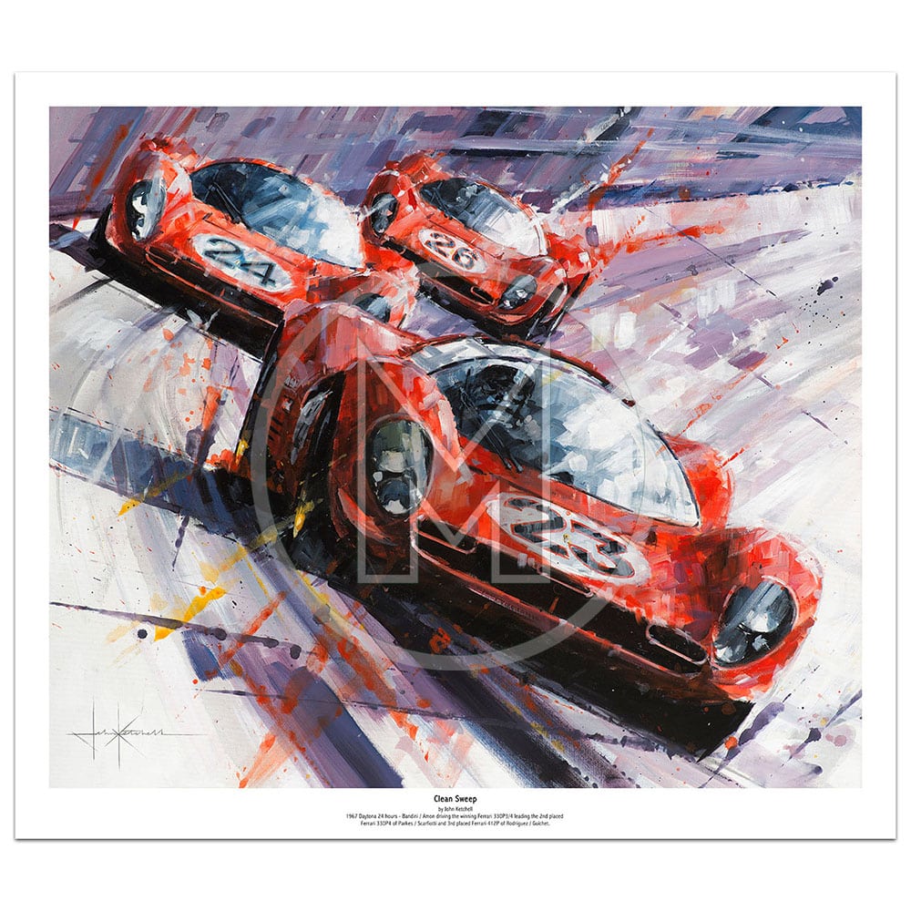 Clean Sweep | Lorenzo Bandini – Ferrari 330P3/4 – 1967 | John Ketchell | Limited Edition Print