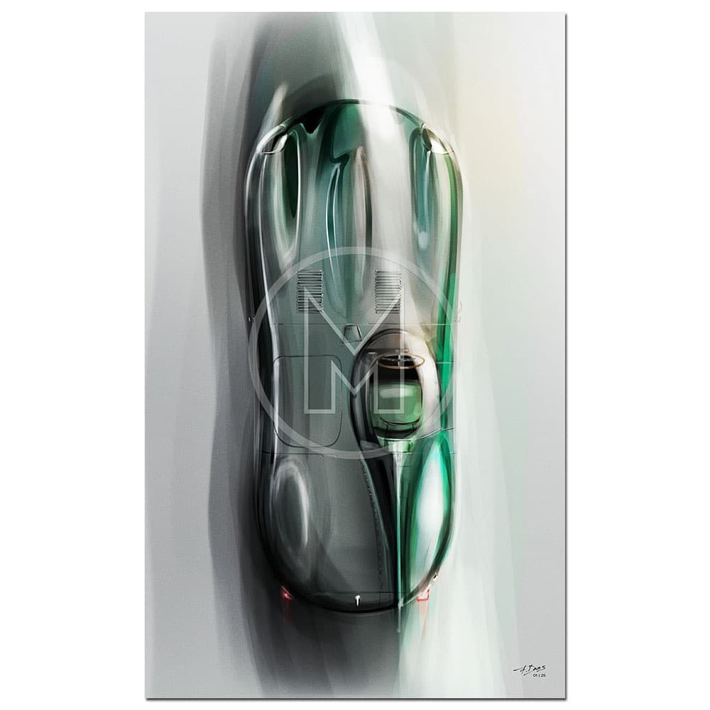 Jaguar D-Type - 1954 | Overhead | Frederic Dams | Art Print