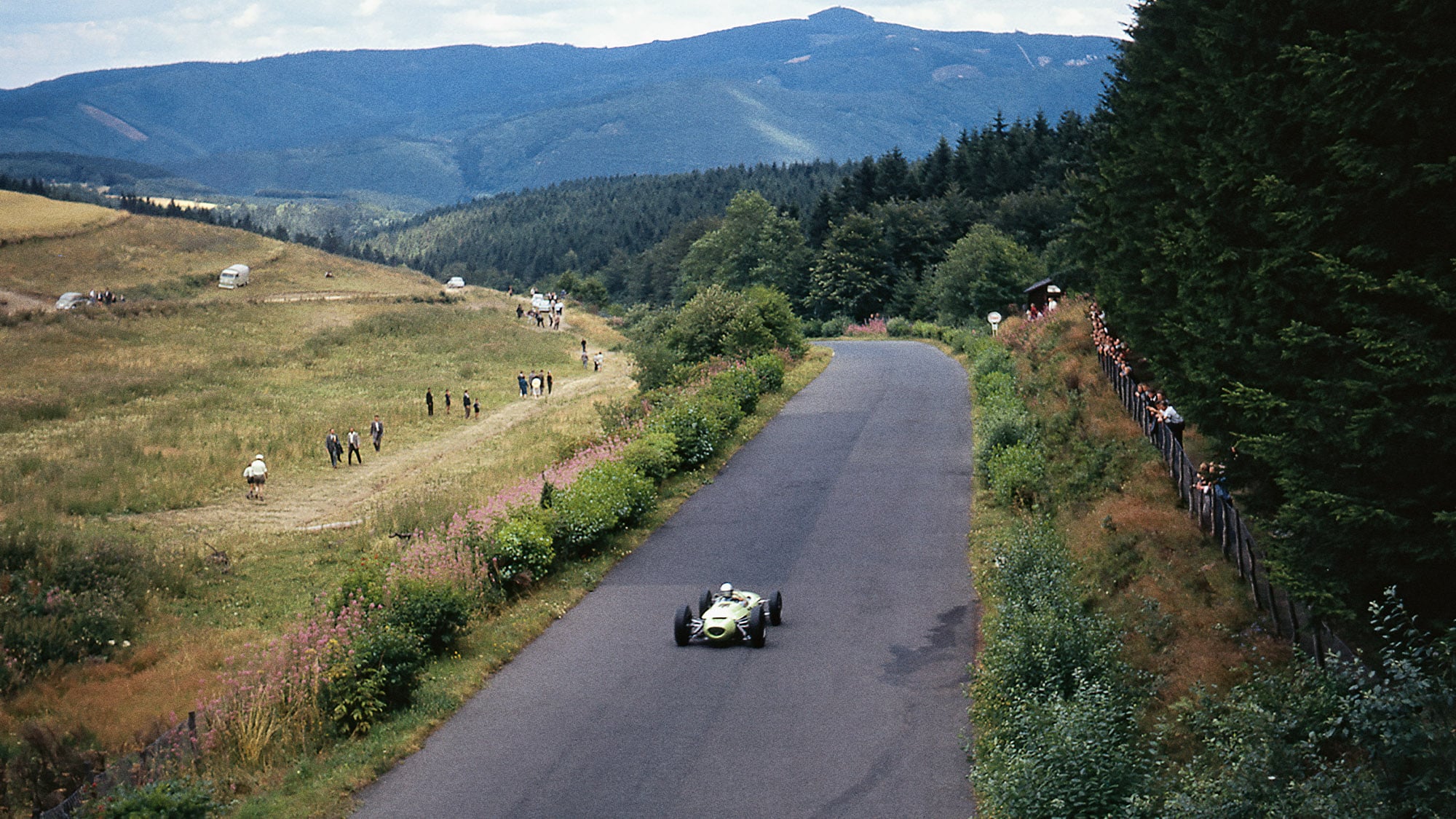 Jim Hall's UDT Lotus-BRM 24 on the Nurburgring in 1963