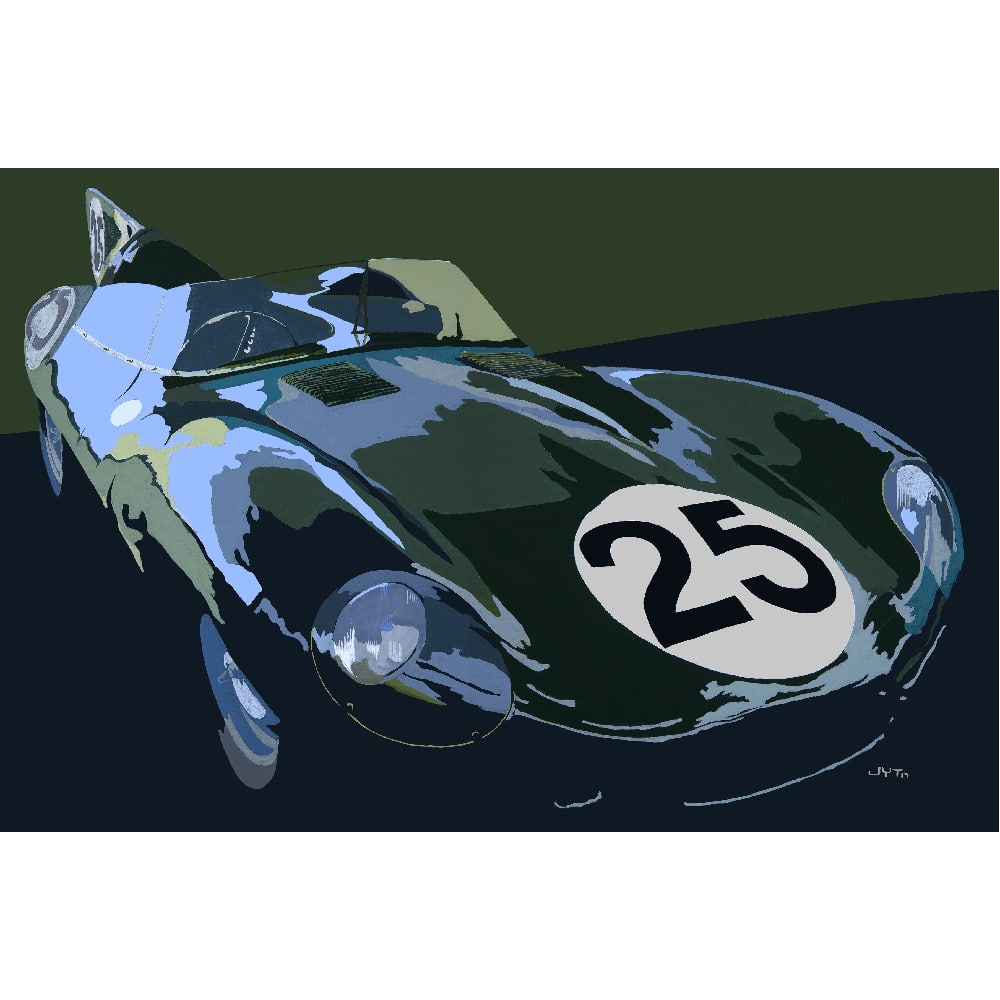 393 RW | Jaguar D-Type 1956 | Jean-Yves Tabourot | Acrylic on Canvas 90 x 60 cm