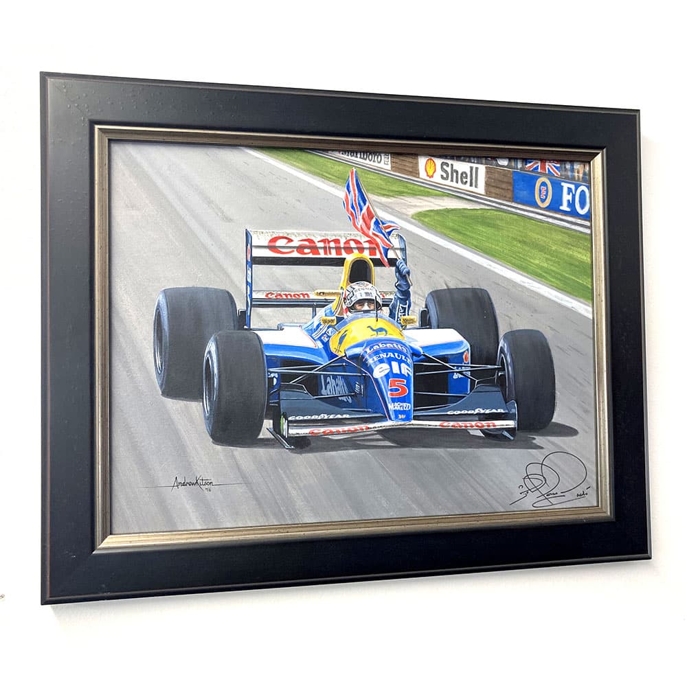 Nigel Mansell signed Andrew Kitson original - Williams FW14B 'Victory' painting