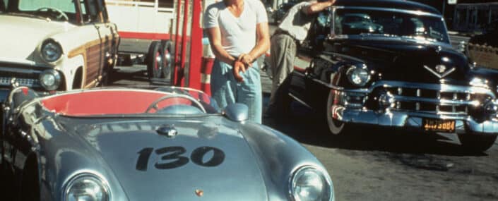 James Dean with Porsche 550 Spyder