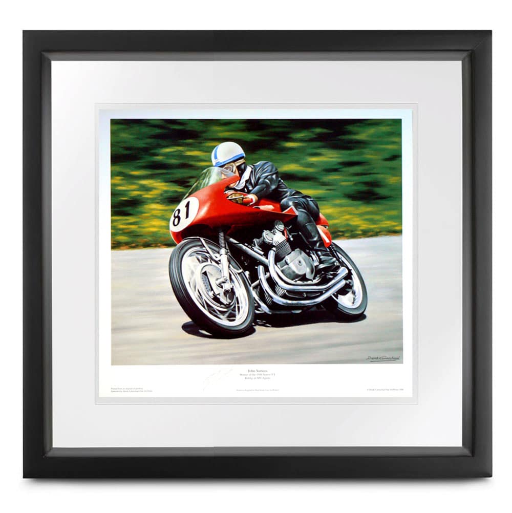 Surtees signed MV Agusta print by Carmichael