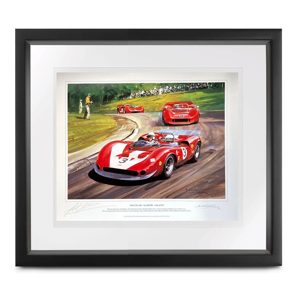 John Surtees signed Can-Am print by Michael Turner