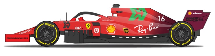 Charles Leclerc Ferrari side profile 2021