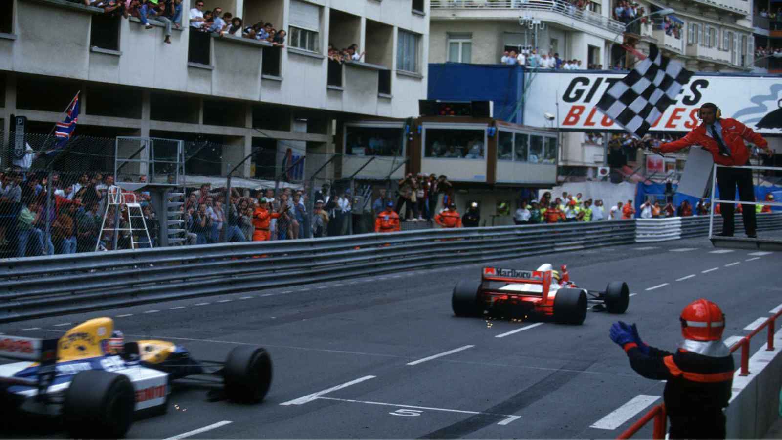 AUTO - F1 1992 - MONACO GP 920531 - PHOTO : DPPI AYRTON SENNA (BRA) / MCLAREN HONDA - NIGEL MANSELL / WILLIAMS - ACTION JACKY ICKX / RACE DIRECTOR