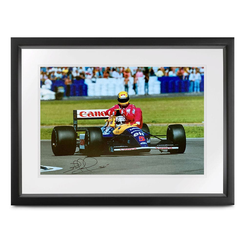 Nigel Mansell signed 'Taxi for Senna' limited photograph