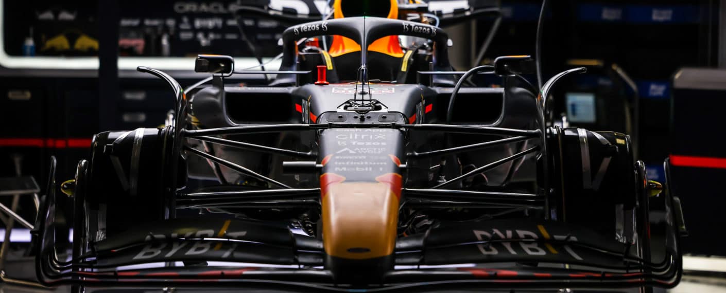 Red Bull car in garage