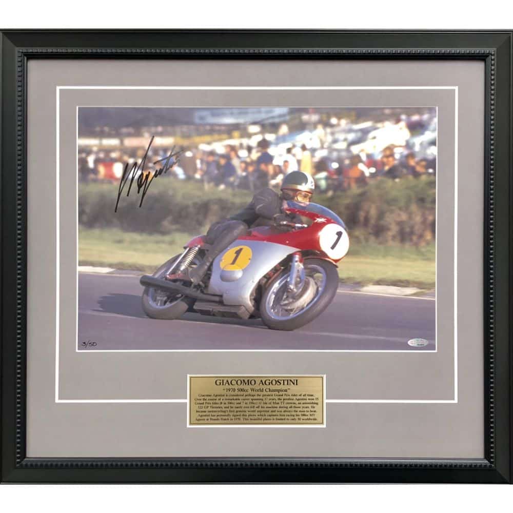 Giacomo Agostini 1970 Brands Hatch 500cc Signed Photo