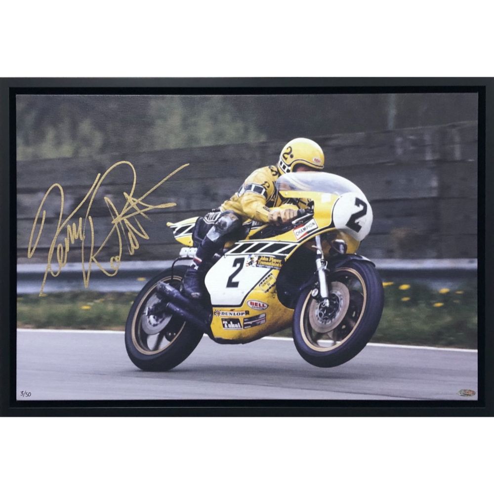 Kenny Roberts Snr 1976 Oulton Park Signed Canvas Photo