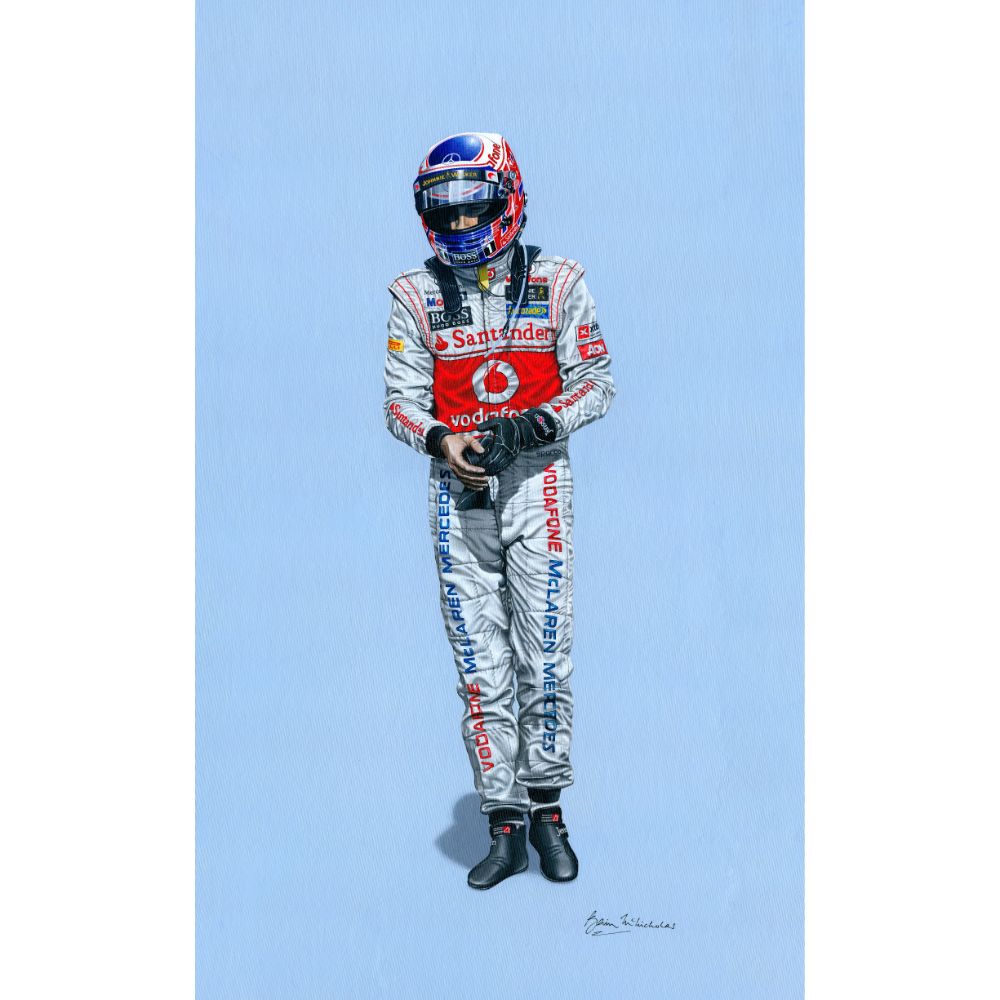 Jenson Button Framed Original Painting by Kevin McNicholas