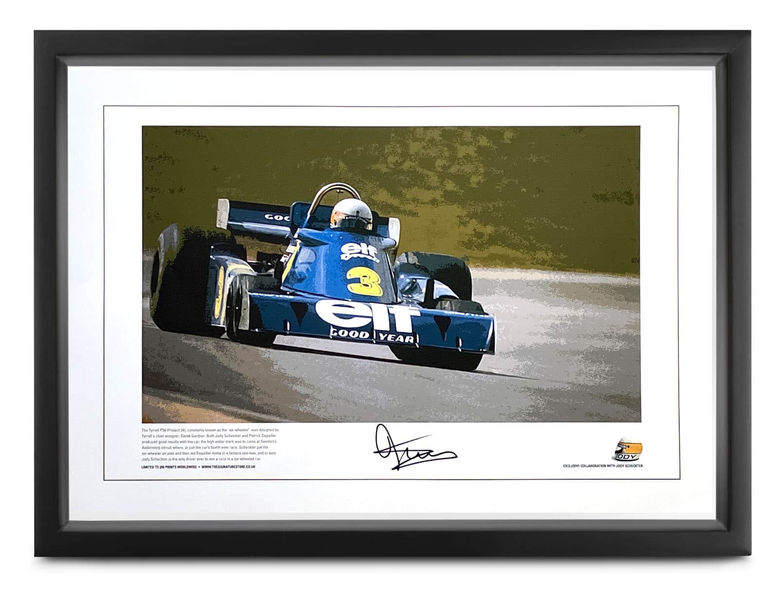 'Six Appeal' Jody Scheckter signed Tyrrell P34 lithograph