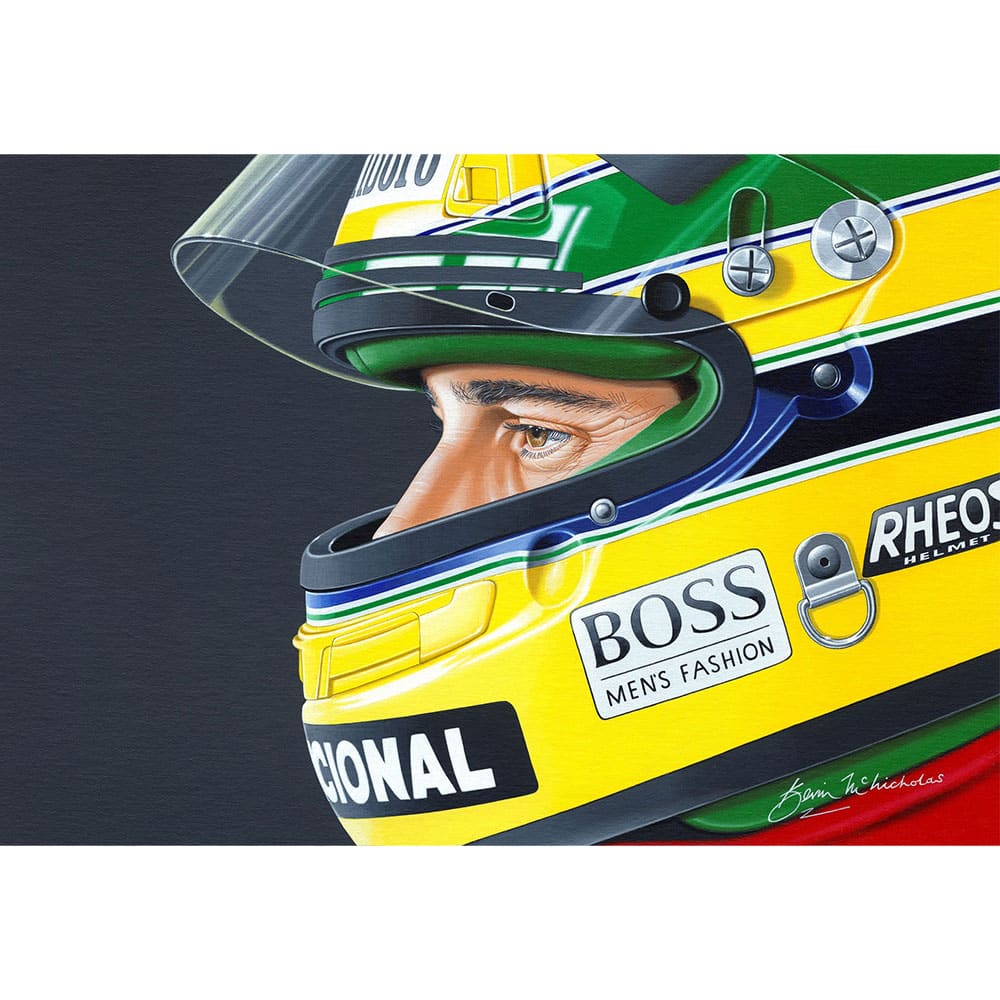 Ayrton Senna Framed Portrait Original Painting by Kevin McNicholas