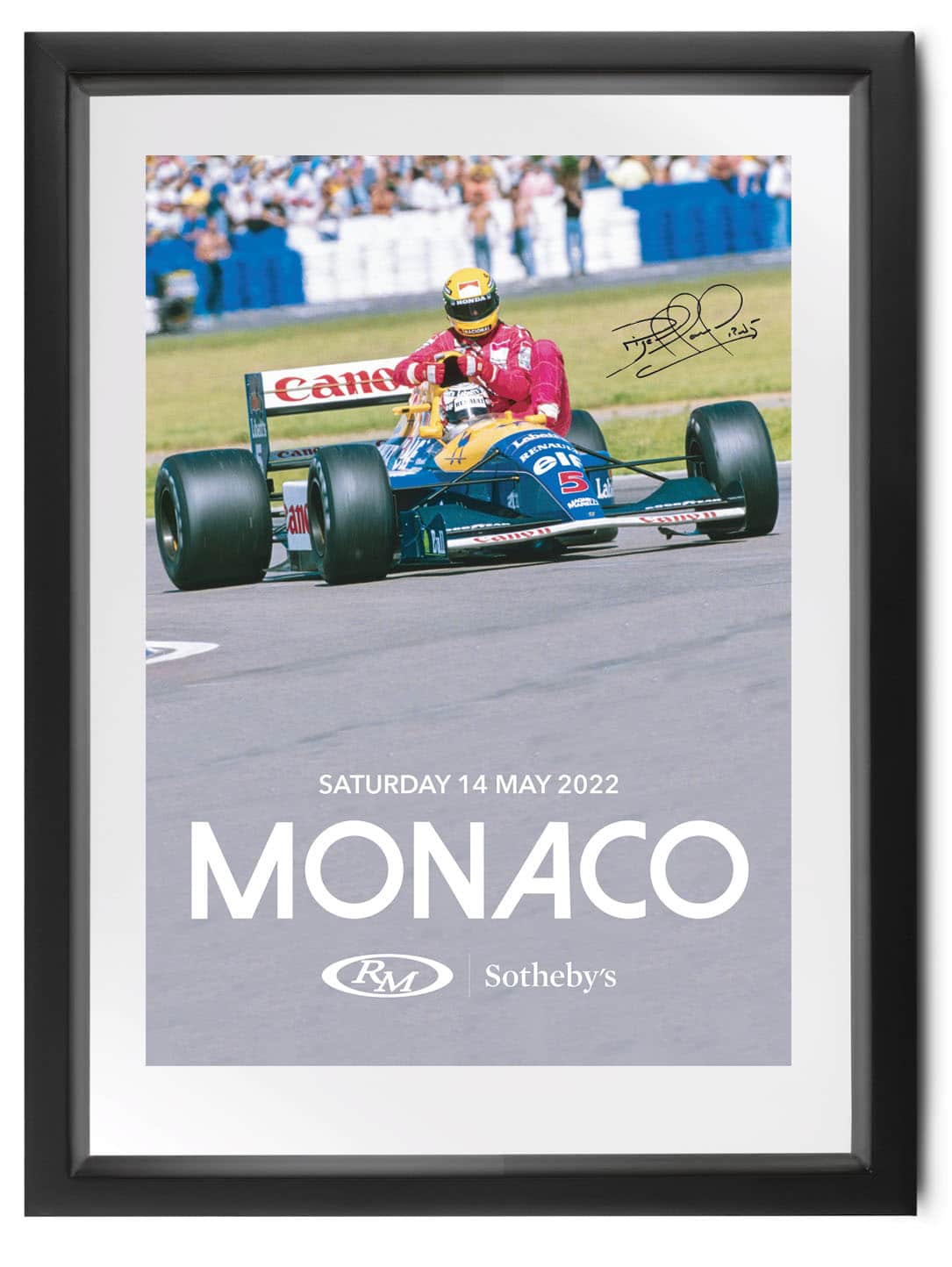 Nigel Mansell signed 'Taxi for Ayrton Senna' aution poster 2