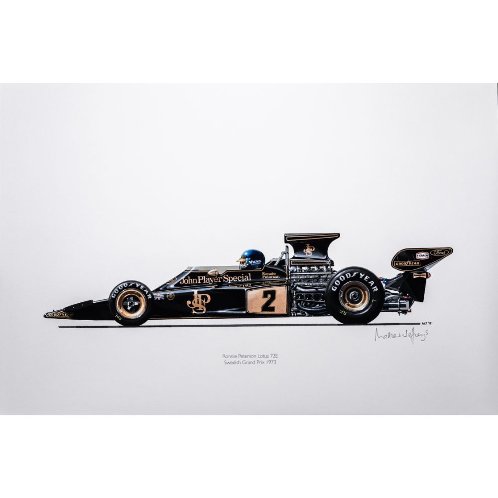 Ronnie Peterson | Lotus 72E |1973 | Signed by Design Engineer Matthew Jeffreys