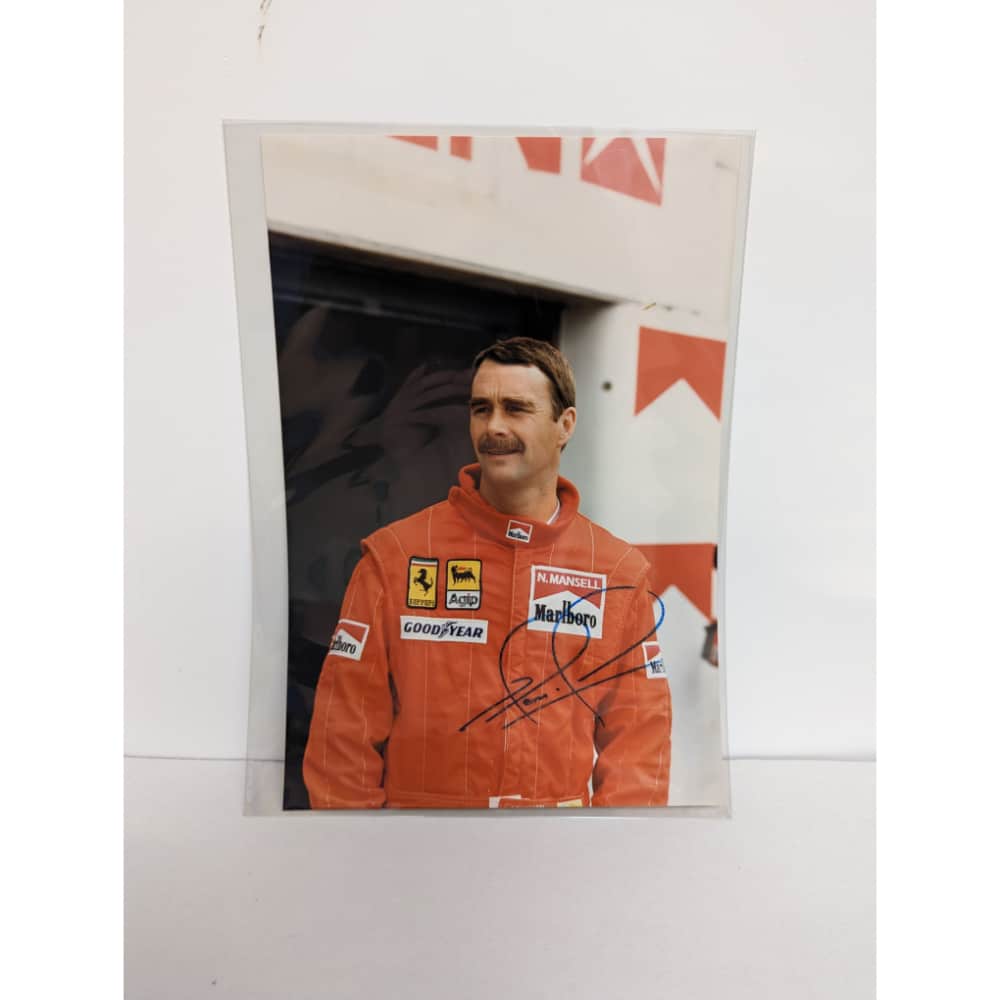 Vintage Signed Nigel Mansell Ferrari Photograph