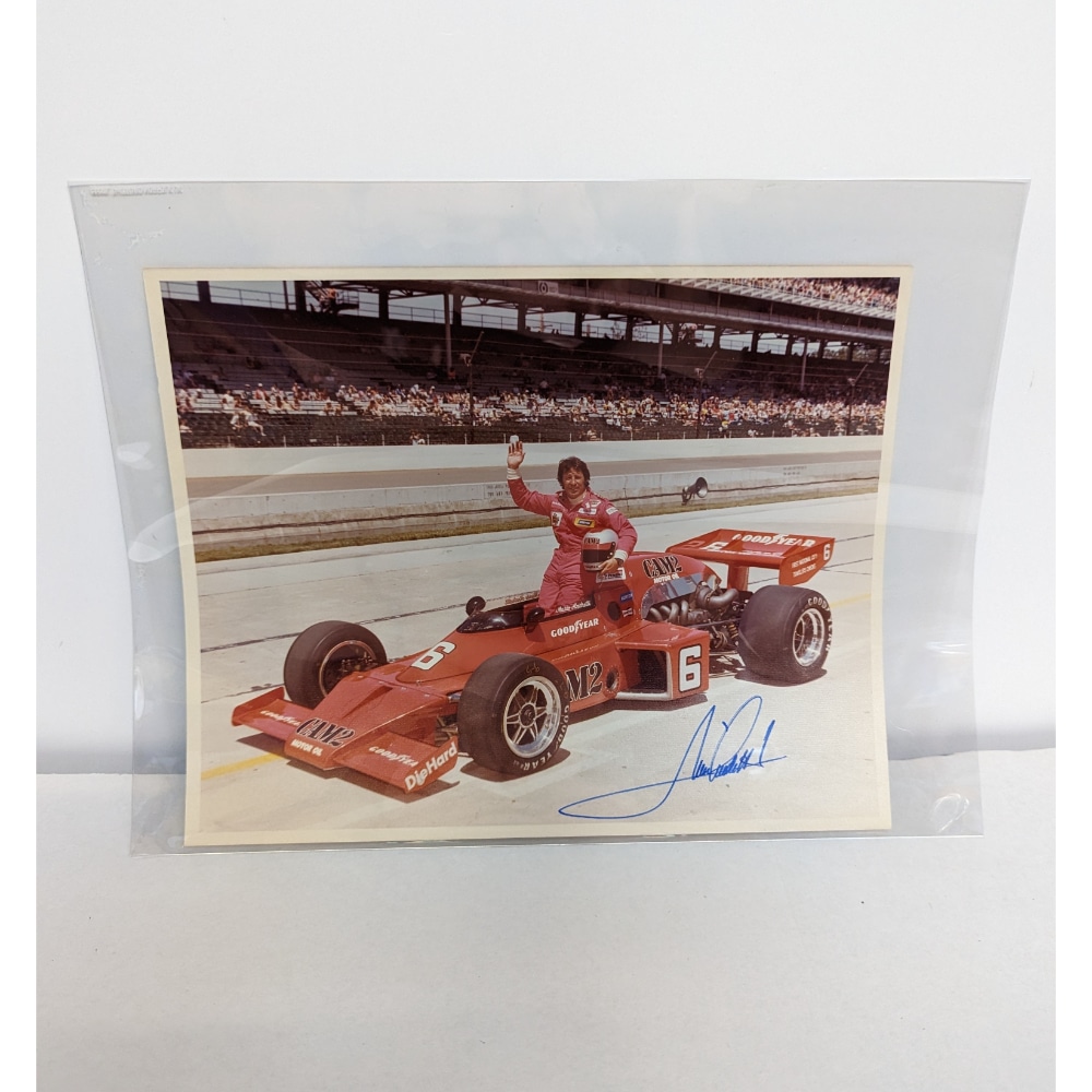 Vintage Signed Mario Andretti Indy Car 1970s Photograph