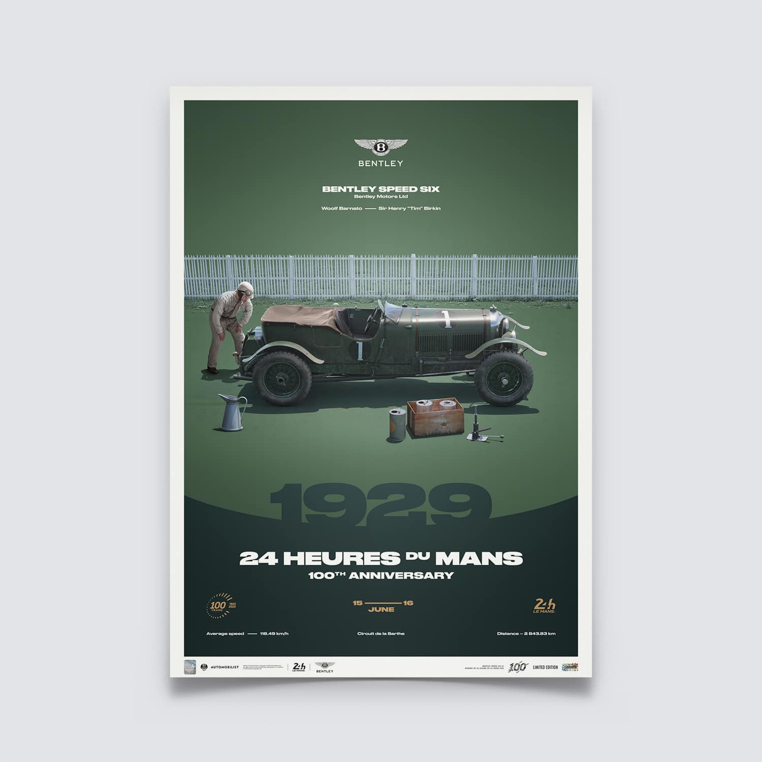 Bentley Speed Six | 24H Le Mans | 100th Anniversary 1929 Poster