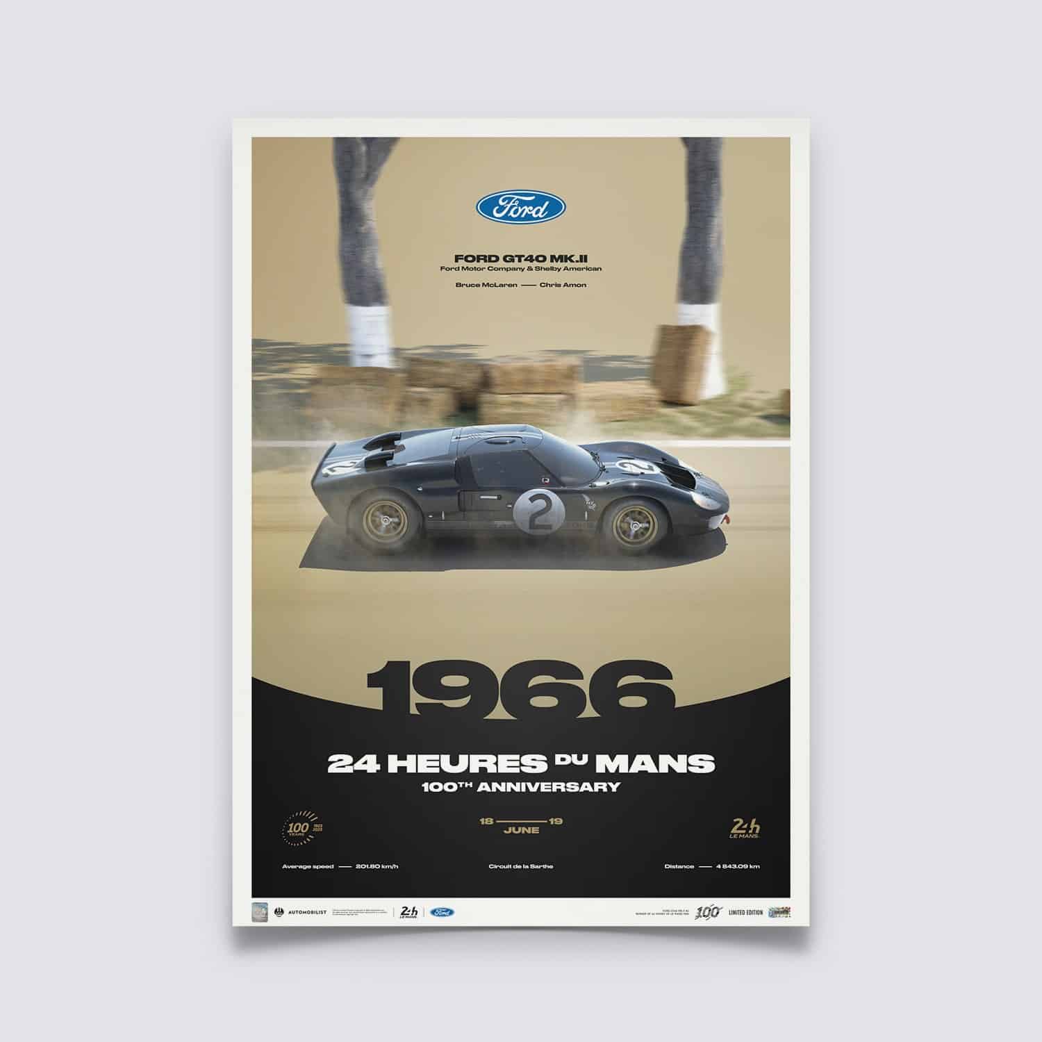 Ford GT40 Mk.II | 24H Le Mans | 100th Anniversary - 1966 Poster