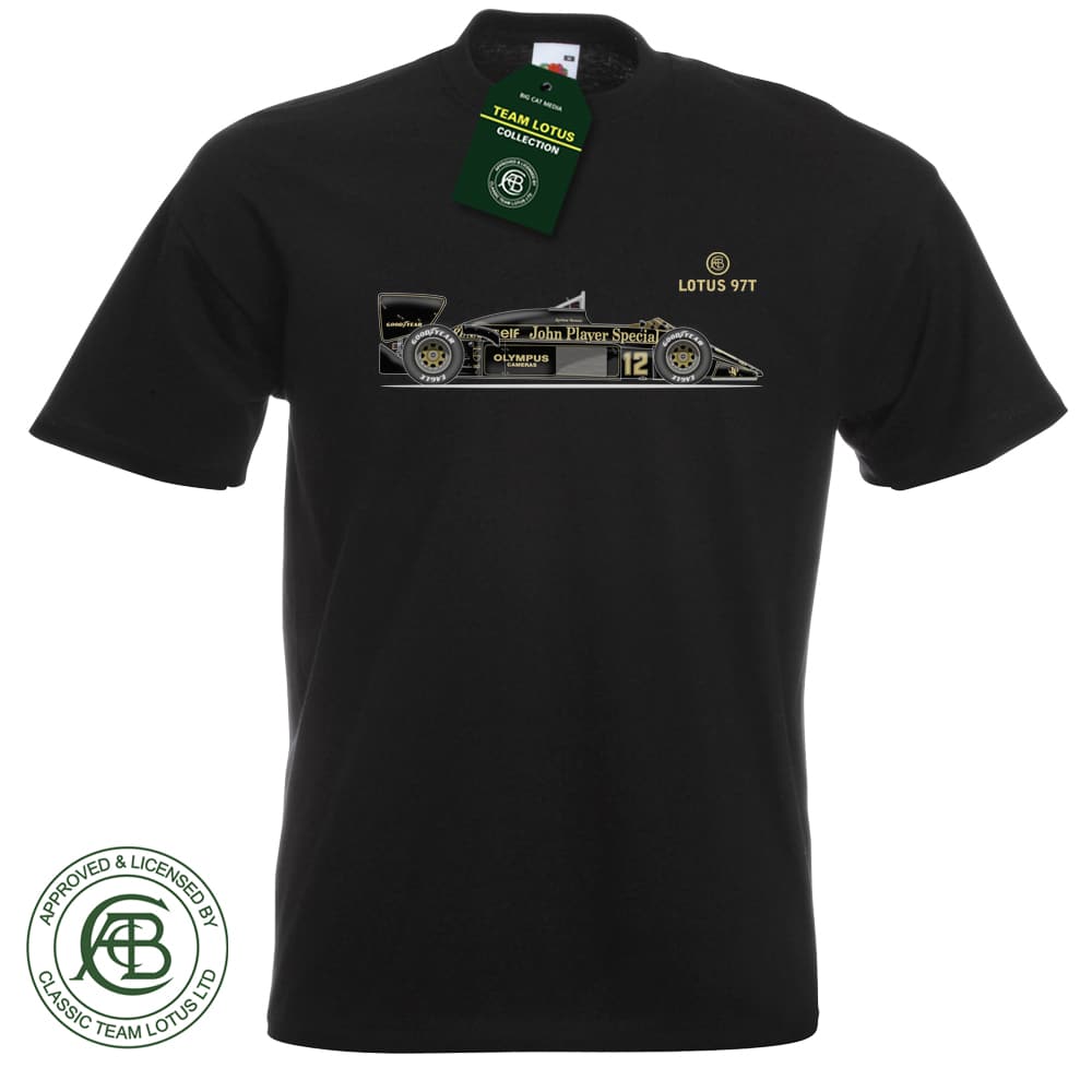 Official Licensed Lotus 97T Grand Prix Car T-Shirt (1985 Ayrton Senna )