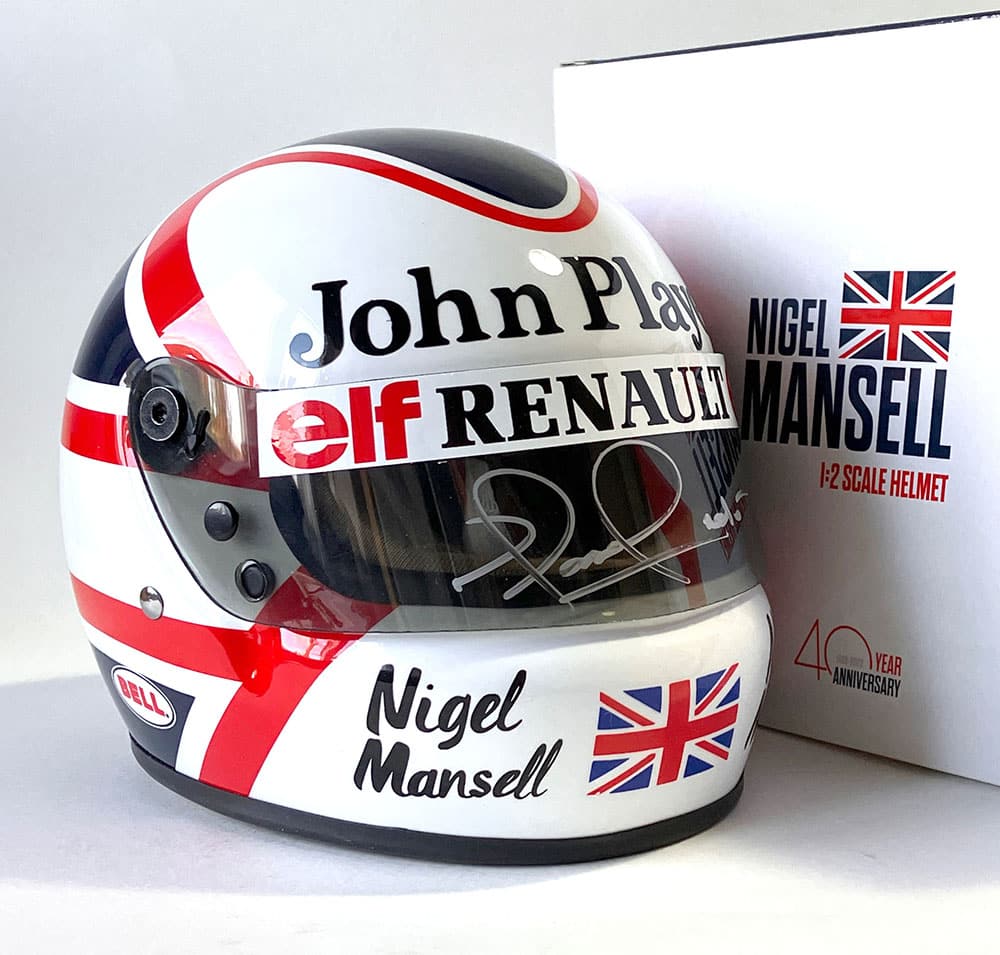 Nigel Mansell signed 1983 1/2 scale helmet 'John Player'