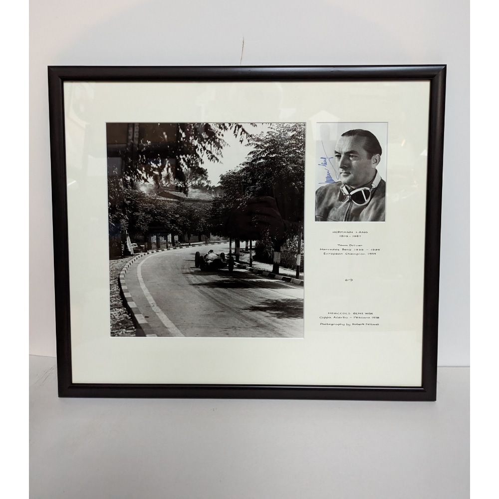 Vintage Signed Hermann Lang Mercedes W154 Framed Print 1938