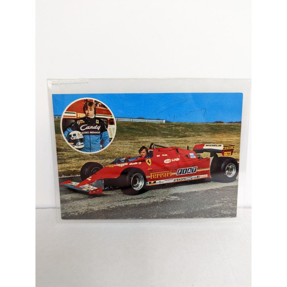 Vintage Signed Didier Pironi Ferrari 1982 Postcard