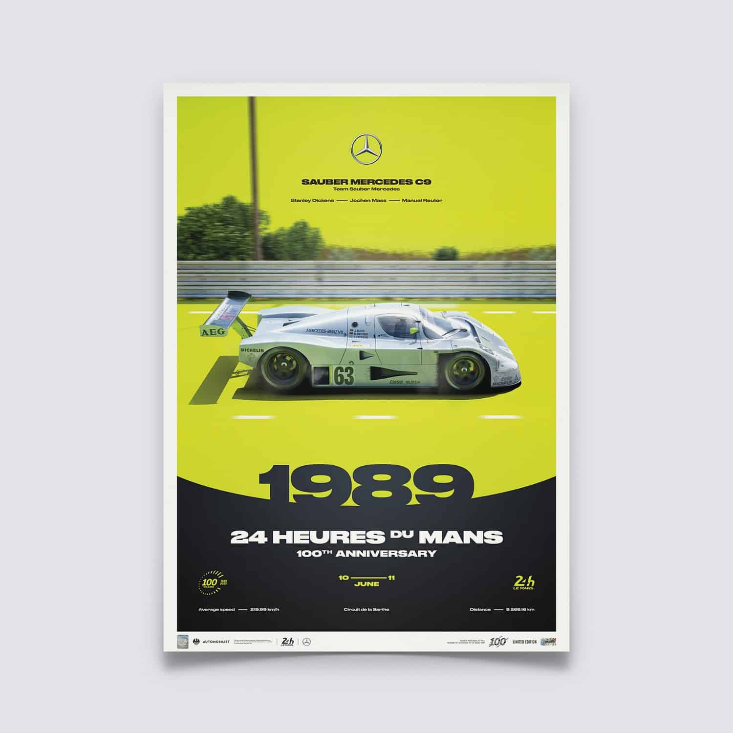 Sauber Mercedes C9 | 24H Le Mans | 100th Anniversary - 1989 Poster