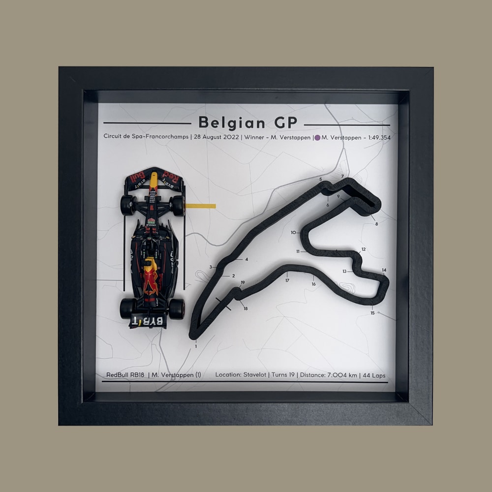 2022 Belgian Grand Prix | Max Verstappen| Red Bull RB18 | 3D Framed Print