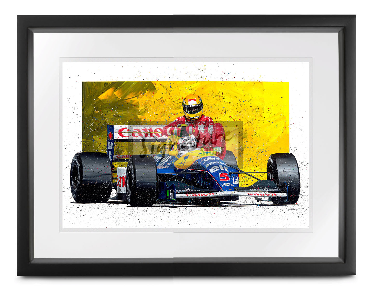 Nigel Mansell signed Taxi for Senna art by David Johnson