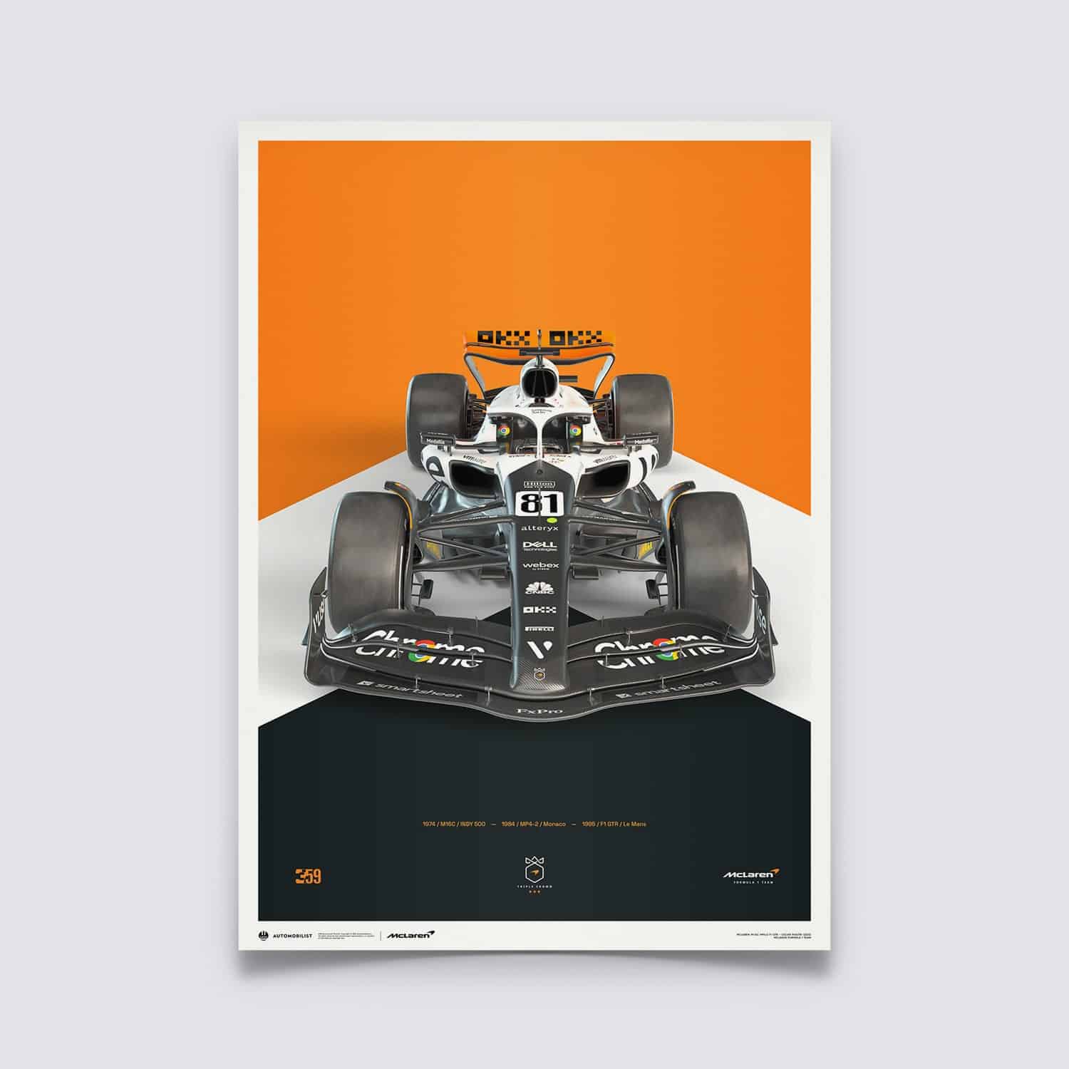 McLaren Formula 1 Team - Oscar Piastri - The Triple Crown Livery - 60th Anniversary - 2023 Poster