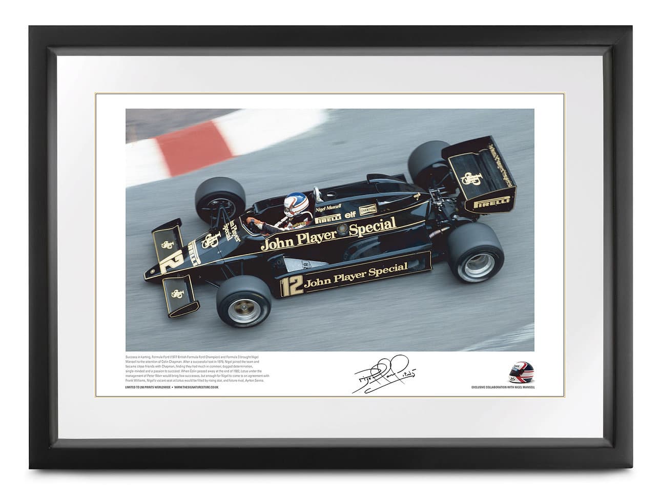 Nigel Mansell signed Lotus lithograph