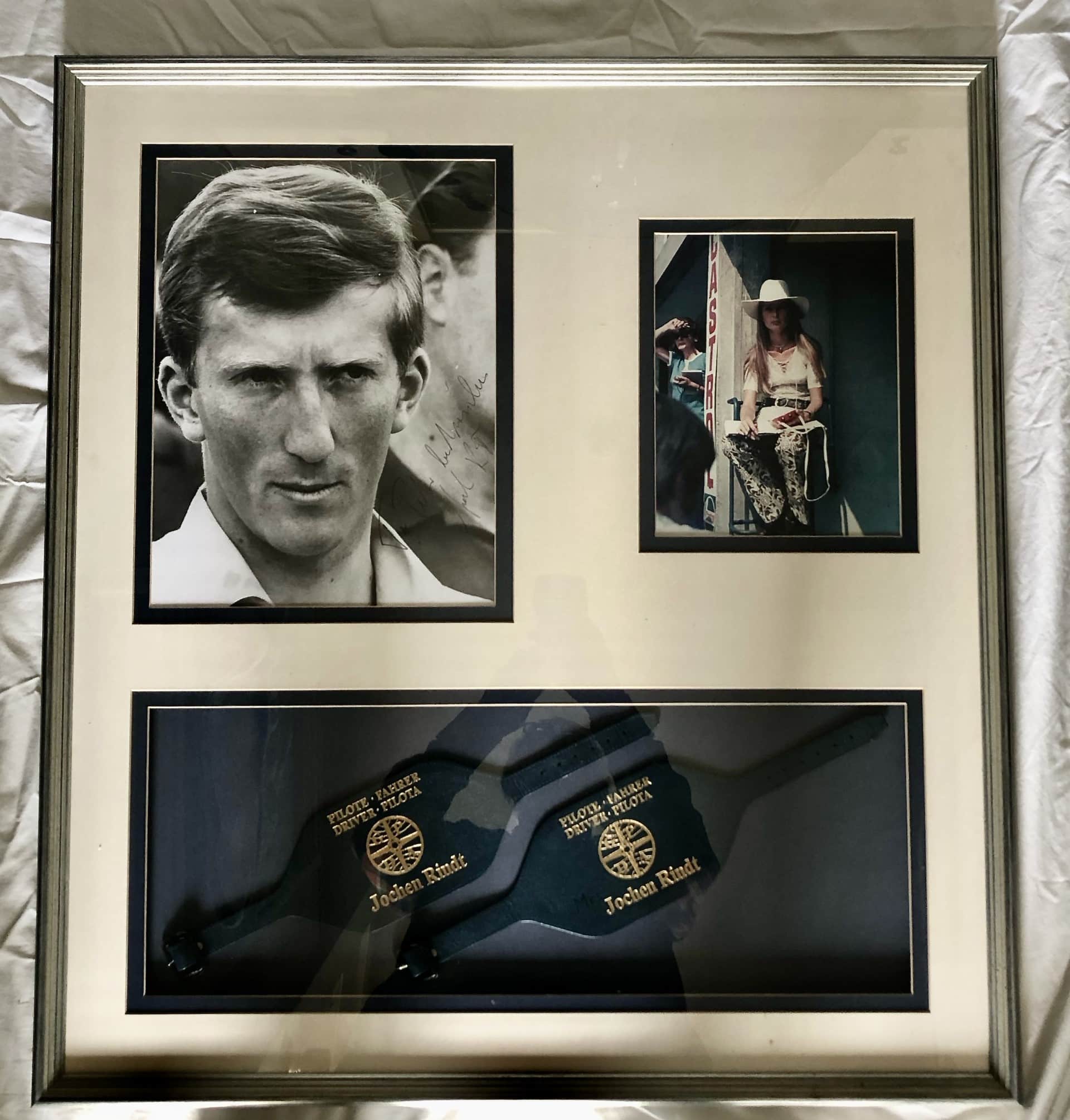 Vintage Signed Framed Jochen Rindt Lotus Photo & Armbands 1970