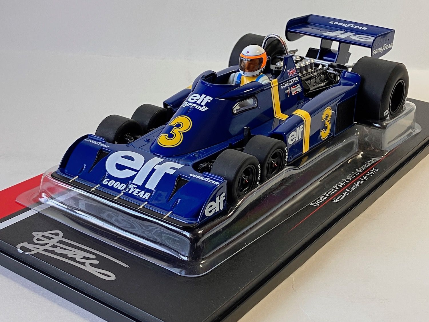 Jody Scheckter signed Tyrrell P34 1/18 Scale Model