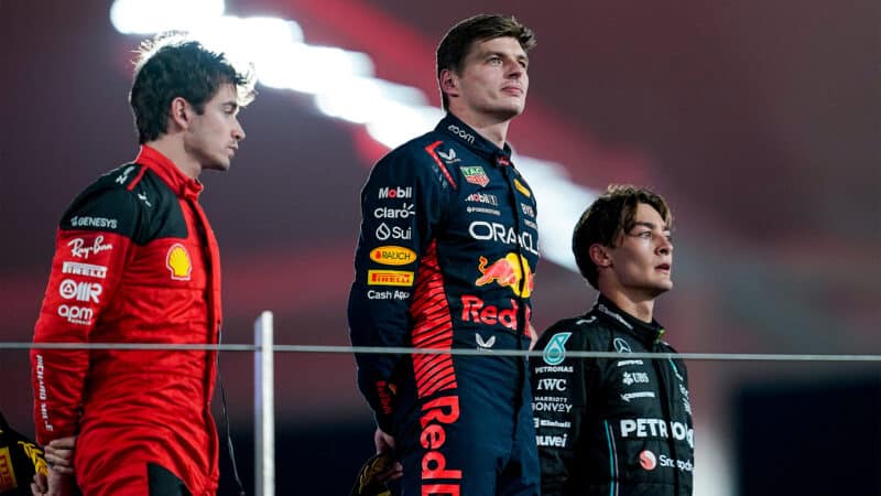 George Russell Max Verstappen Charles leclerc Ferrari Abu Dhabi