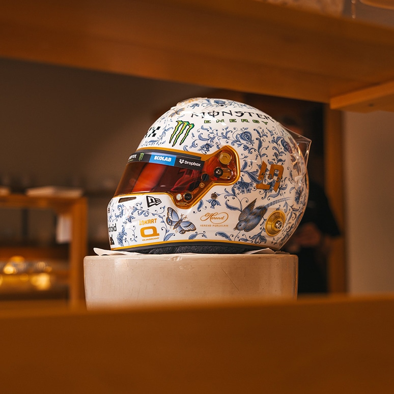 Lando Norris porcelain design helmet for 2024 F1 Hungarian Grand Prix