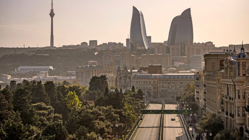 View of Azerbaijan skyline and circuit during 2024 F1 Grand Prix